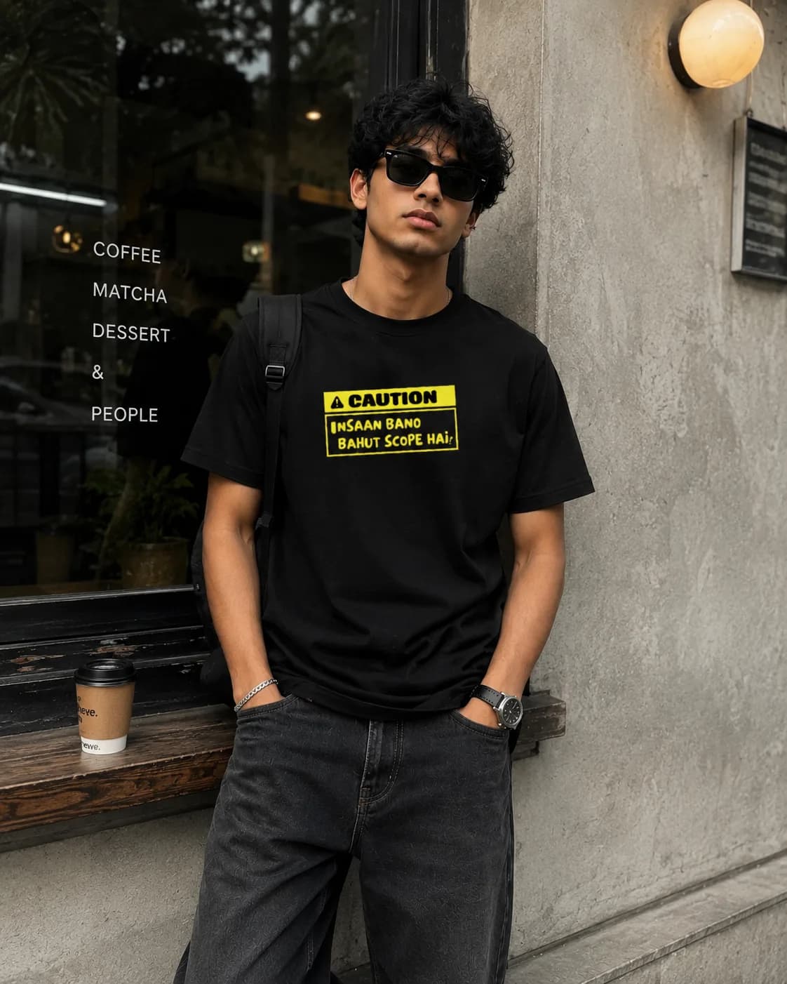 CAUTION: Insaan Bano Bahut Scope Hai – Regular Fit T-Shirt